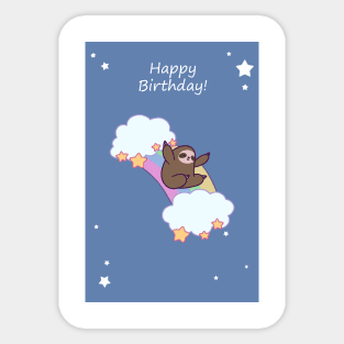 Happy Birthday Rainbow Cloud Sloth Sticker